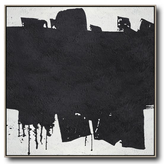 Square Minimal Black And White Painting #ADMPS0A169 - Click Image to Close