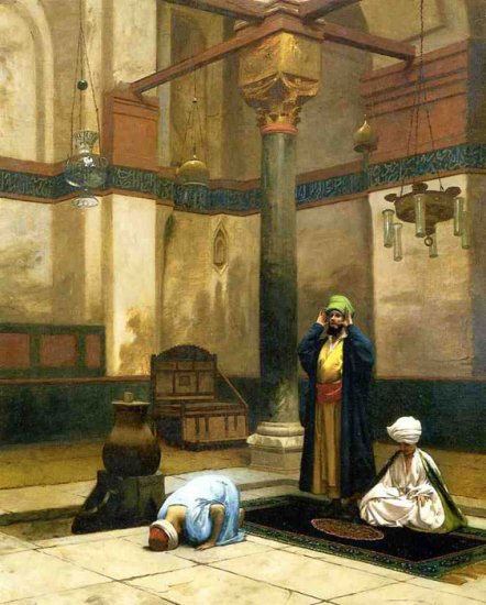 Theree Worshippers Praying In A Corner Of A Mosque , 1880 - Click Image to Close