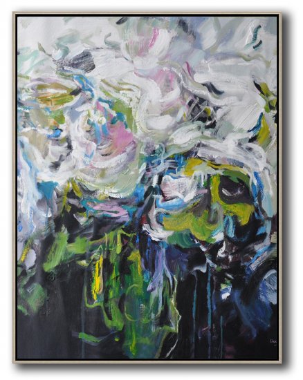 Vertical Abstract Flower Oil Painting #ABV0A21 - Click Image to Close