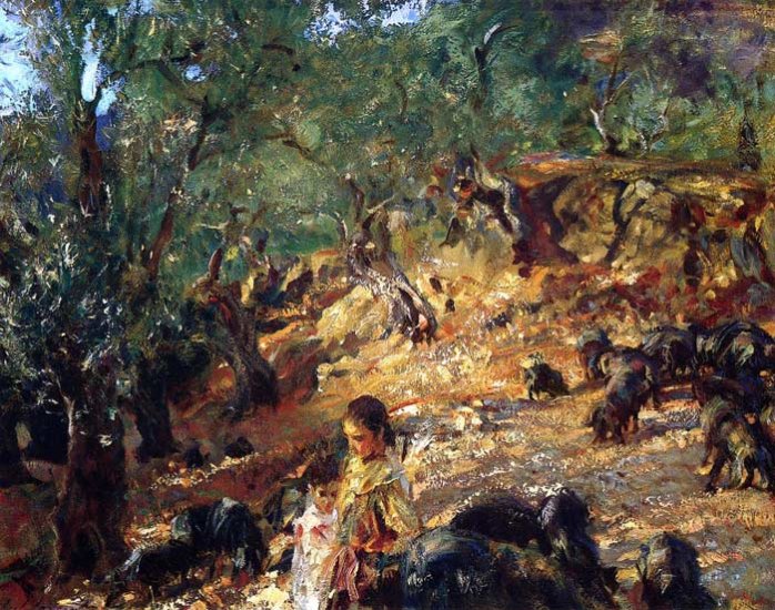 Ilex Wood At Majorca With Blue Pigs, 1908 - Click Image to Close