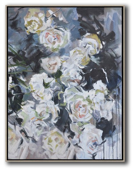 Vertical Abstract Flower Oil Painting #ABV0A6 - Click Image to Close