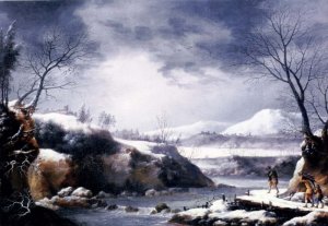 A Winter Landscape With Travellers On A Path , 1779