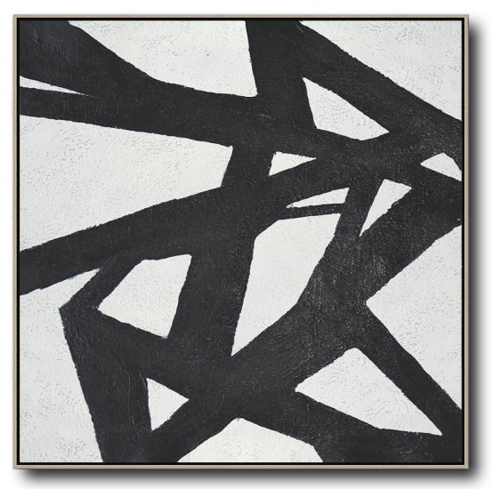 Square Minimal Black And White Painting #ADMPS0A114 - Click Image to Close