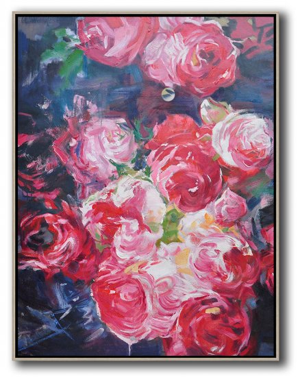 Vertical Abstract Flower Oil Painting #ABV0A26 - Click Image to Close