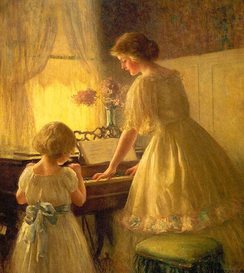 Francis Day Oil Paintings - The Piano Lesson - Click Image to Close