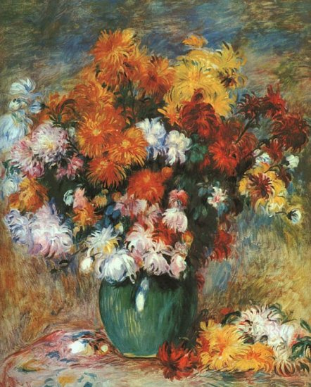 Vase Of Chrysanthemums - Click Image to Close