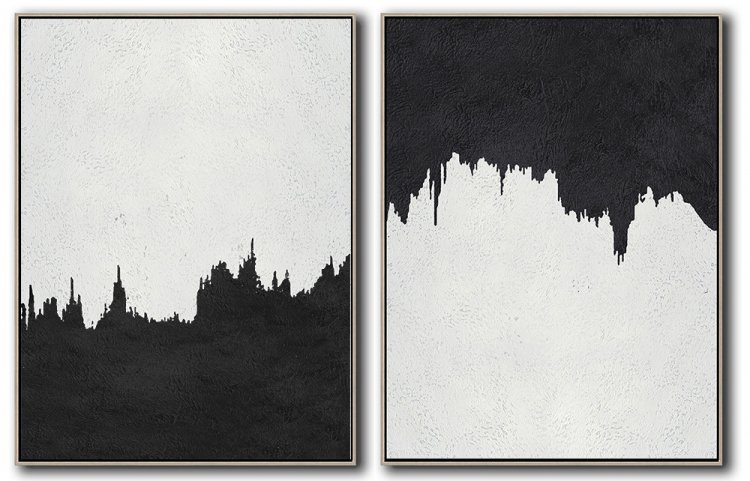 Set Of 2 Minimal Art - Black and White #SOTMA0B59 - Click Image to Close