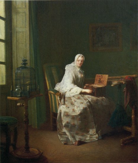 Lady With A Bird-Organ, 1753 - Click Image to Close