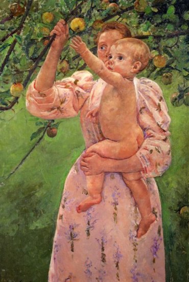 Cassatt Oil Paintings - Baby Reaching For An Apple - Click Image to Close