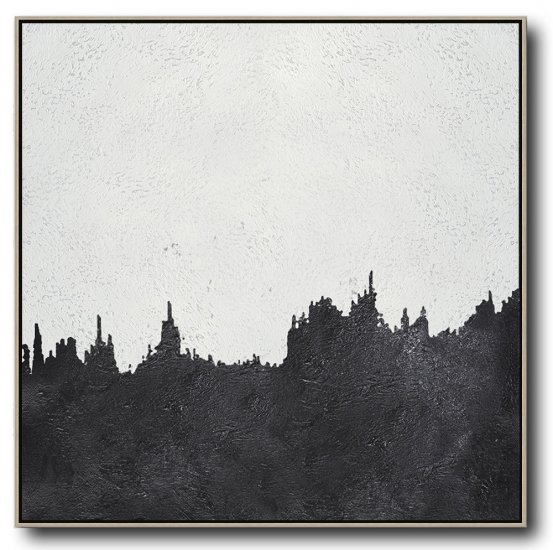 Square Minimal Black And White Painting #ADMPS0A121 - Click Image to Close