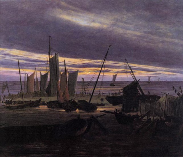 Boats In The Harbour At Evening, 1828 - Click Image to Close