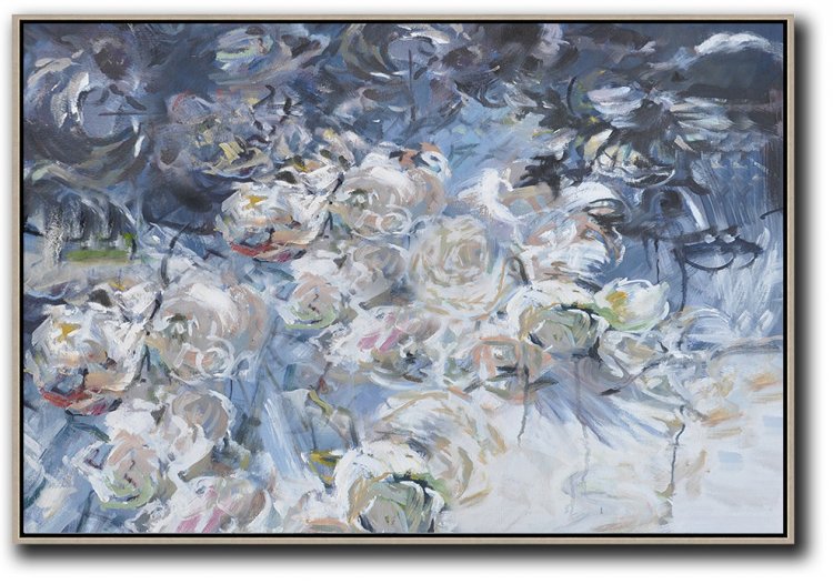 Horizontal Abstract Flower Painting #ABH0A28 - Click Image to Close