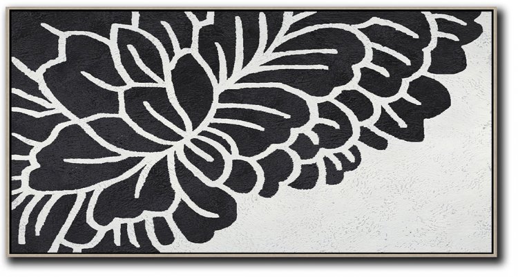 Panoramic Minimal Black and White Flower Art  #ADMPS0D129 - Click Image to Close