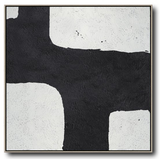 Square Minimal Black And White Painting #ADMPS0A146 - Click Image to Close