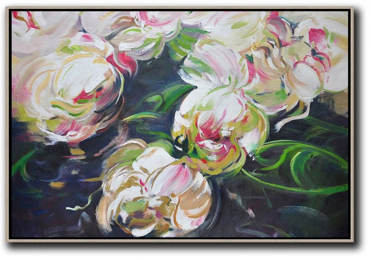 Horizontal Abstract Flower Painting #ABH0A21 - Click Image to Close