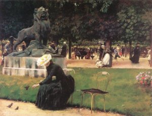 Curran Oil Paintings - In The Luxembourg Garden