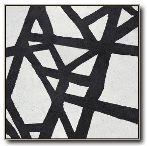 Square Minimal Black And White Painting #ADMPS0A115