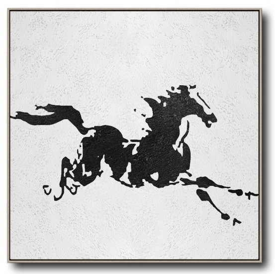 Square Minimal Horse Map Art Painting Black and White  #ADMPS0A78 - Click Image to Close