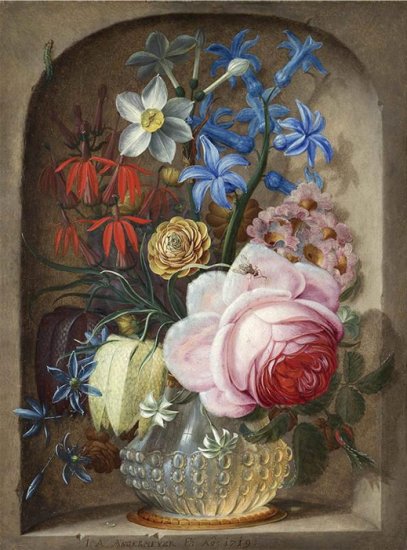 Flowers In A Vase In A Stone Niche, 1719 - Click Image to Close