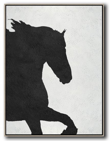 Vertical Minimal Horse Art Painting Black and White  #ADMPS0B194 - Click Image to Close