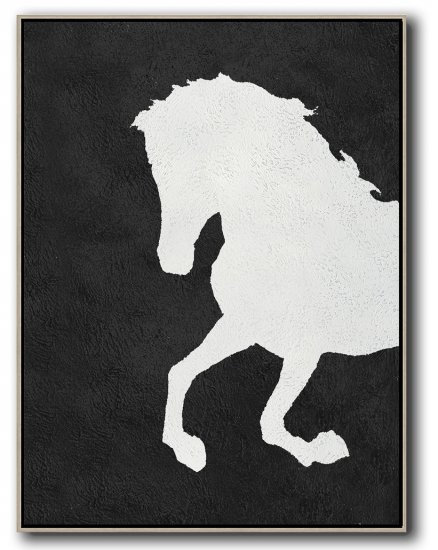 Vertical Minimal Horse Art Painting Black and White  #ADMPS0B188 - Click Image to Close