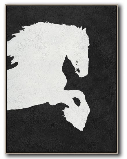 Vertical Minimal Horse Art Painting Black and White  #ADMPS0B190 - Click Image to Close