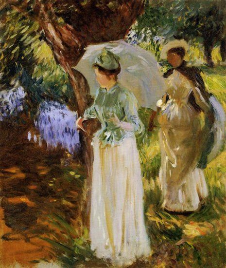 Two Girls With Parasols At Fladbury, 1889 - Click Image to Close