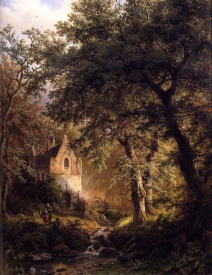 Boslandschap Met Kapel: Sous Bois, 1850 - Click Image to Close