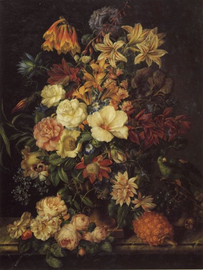 Blumenstuck Mit Ananas Und Papagei, 1833 - Click Image to Close