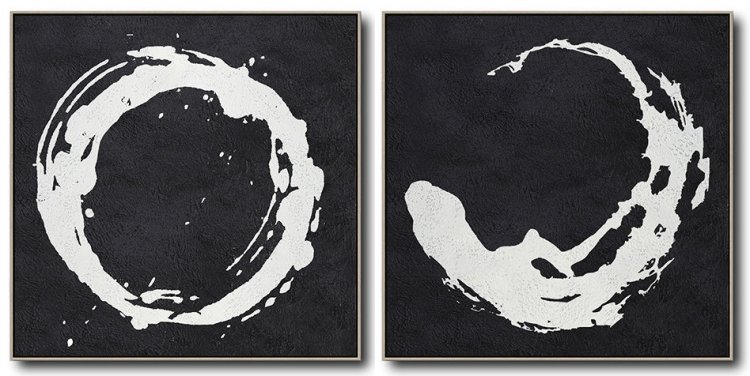 Set Of 2 Minimal Art - Black and White #SOTMA0A10 - Click Image to Close