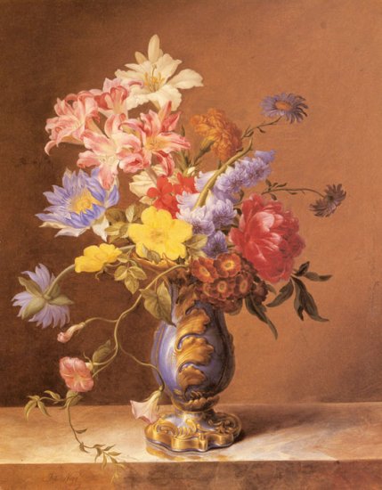 Flowers In A Blue Vase - Click Image to Close