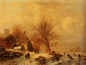 Figures In A Frozen Winter Landscape