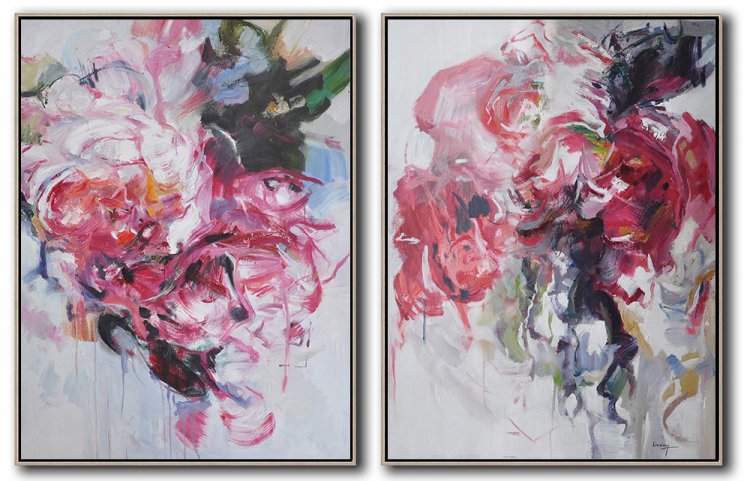 Set Of 2 Abstract Flowers #SOTAC0A1 - Click Image to Close