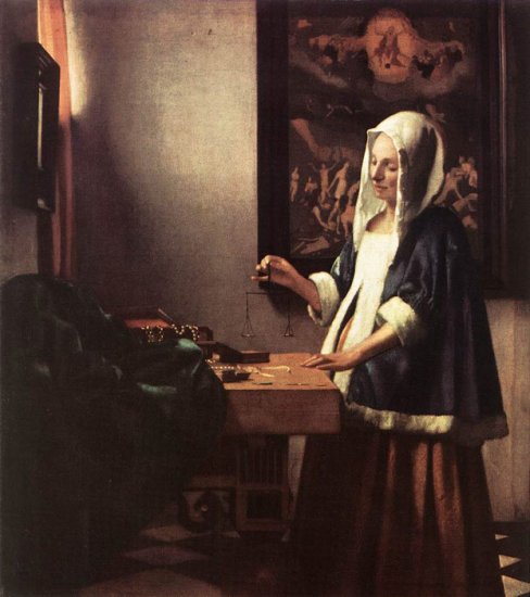 Woman Holding A Balance, 1662-1663 - Click Image to Close