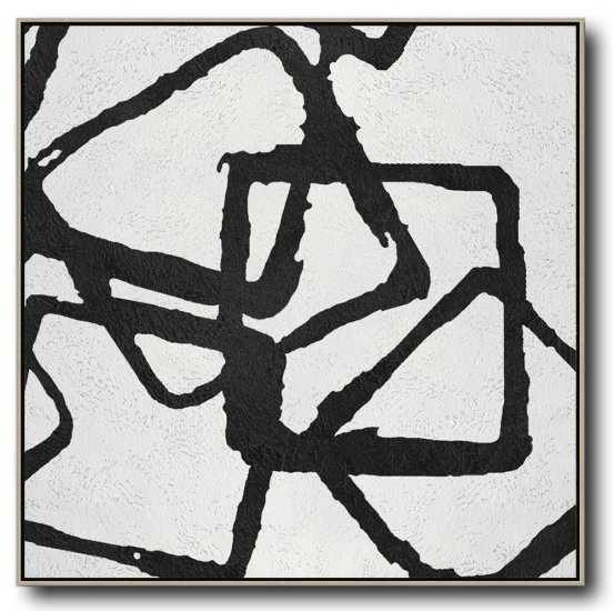 Square Minimal Black And White Painting #ADMPS0A127 - Click Image to Close