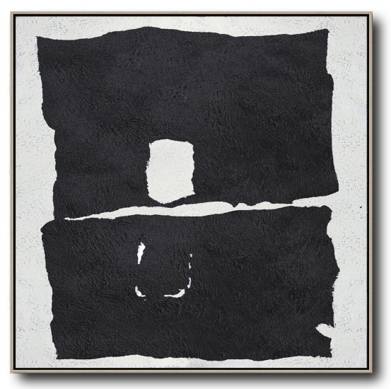 Square Minimal Black And White Painting #ADMPS0A102 - Click Image to Close