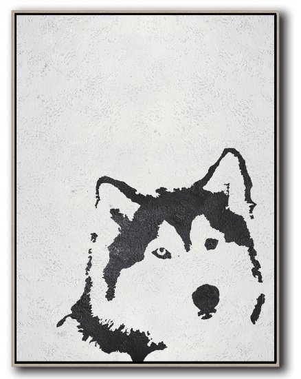 Vertical Minimal Wolf Art Painting Black and White #ADMPS0B207 - Click Image to Close