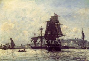 Sailing Ships At Honfleur, 1865