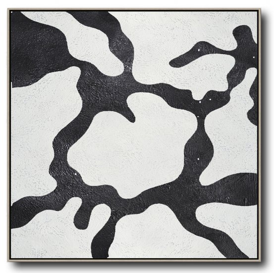 Square Minimal Black And White Painting #ADMPS0A90 - Click Image to Close