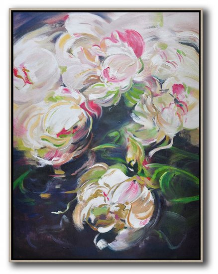 Vertical Abstract Flower Oil Painting #ABV0A1 - Click Image to Close