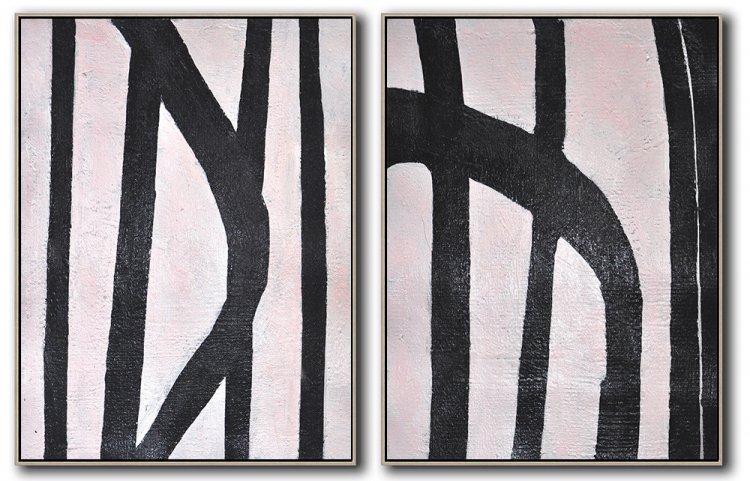 Set Of 2 Minimal Art - Black and White #SOTMA0B19 - Click Image to Close