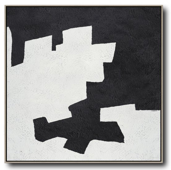 Square Minimal Black And White Painting #ADMPS0A96 - Click Image to Close