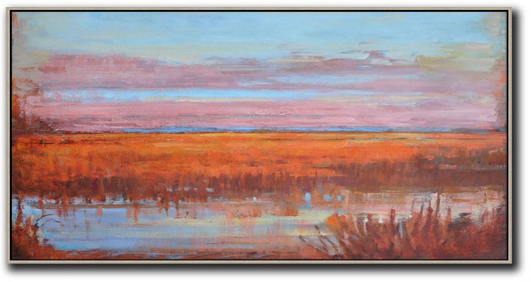 Panoramic Abstract Landscape Painting #ABPS0P3 - Click Image to Close