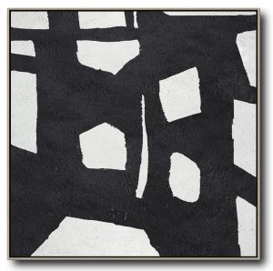 Square Minimal Black And White Painting #ADMPS0A166