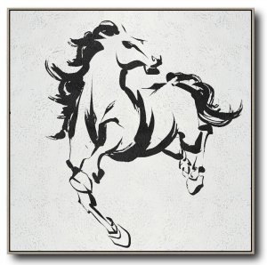 Square Minimal Horse Map Art Painting Black and White  #ADMPS0A80