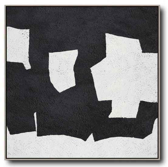 Square Minimal Black And White Painting #ADMPS0A95 - Click Image to Close