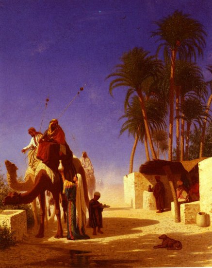 Les Chameliers Buvant Le The [Camel Drivers Drinking From The Wells], 1855 - Click Image to Close