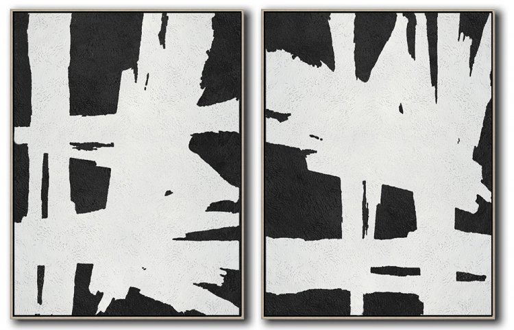 Set Of 2 Minimal Art - Black and White #SOTMA0B44 - Click Image to Close