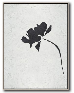 Vertical Minimal Flower Art Painting Black and White #ADMPS0B26