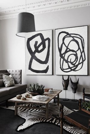 Set Of 2 Minimal Art - Black and White #SOTMA0B22